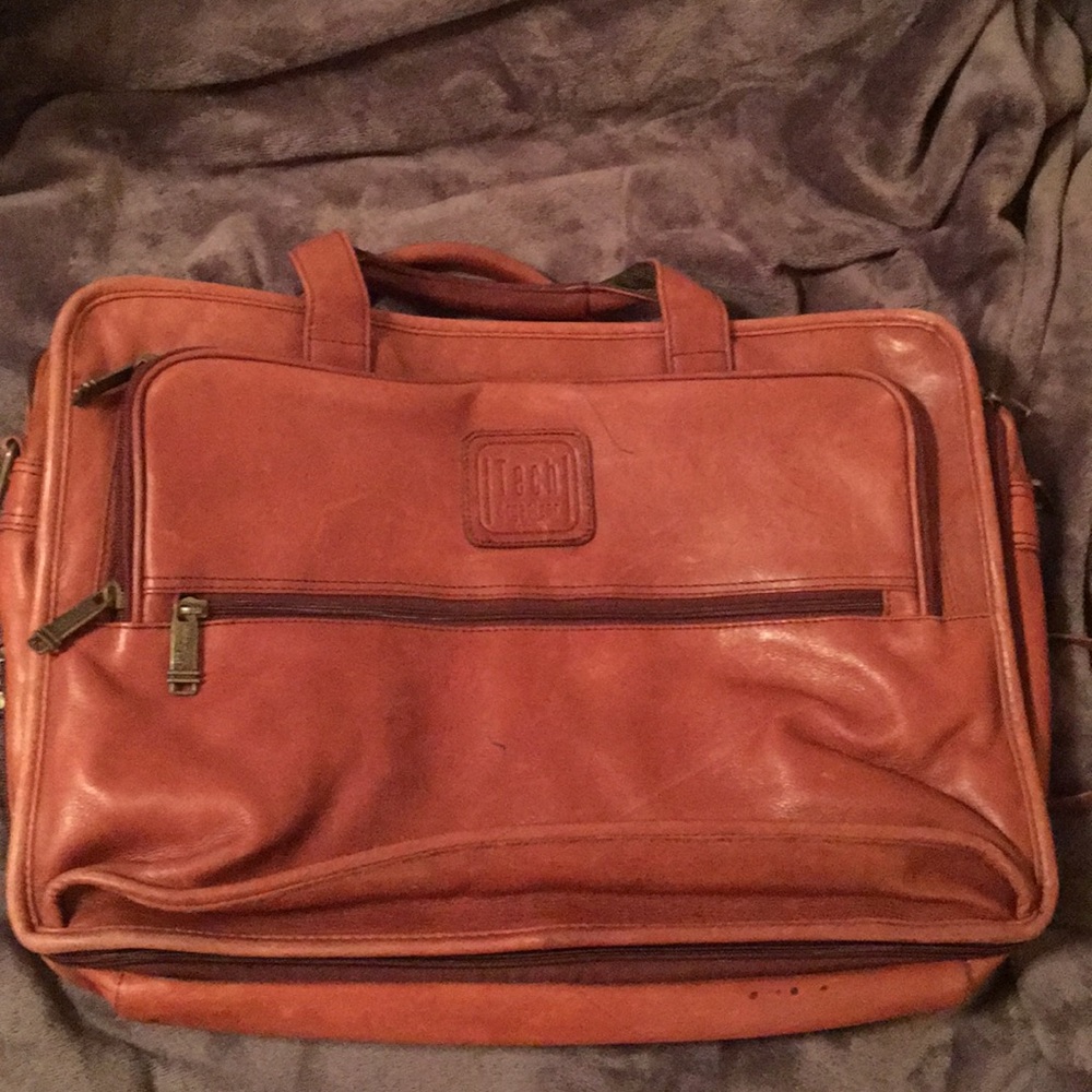 💼 Nice 💯 Carmel leather briefcase/ laptop bag!💼